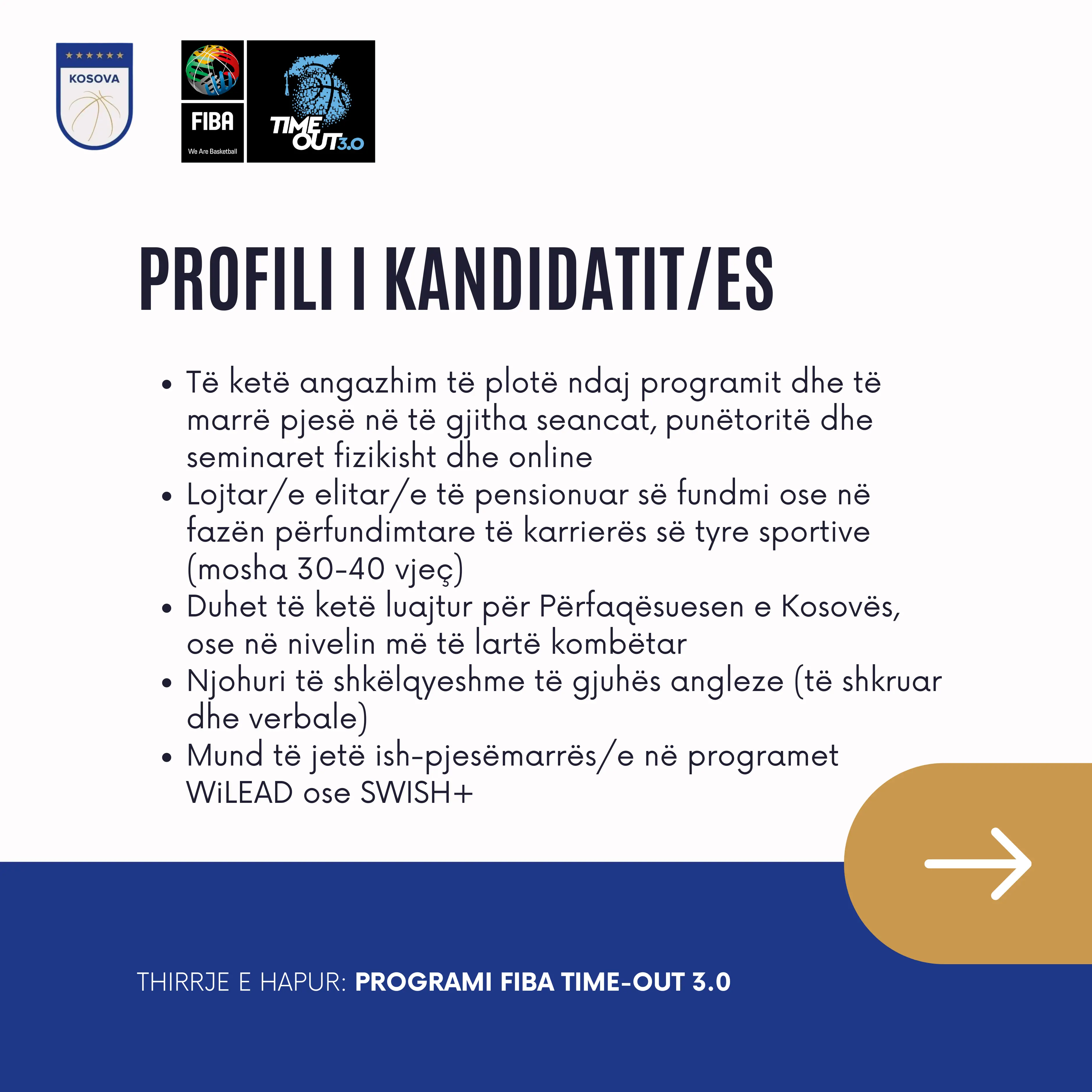 Thirrje e hapur: Programi FIBA TIME-OUT 3.0